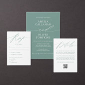 Minimalistische groene scriptietabelnummarkaart kaart (Personaliseer de collectie van deze zelfstandige maker.)