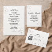 Witte minimalistische waterverf bloemen bruiloft menu (Personaliseer de collectie van deze zelfstandige maker.)