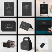 Black linen Simple Script Welcome Hartelijk dank Servet