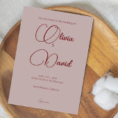 Moderne en eenvoudige stoffige Roos bruiloft Kaart