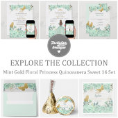 Budget Mint Goud Prinses Sweet 16 Uitnodiging