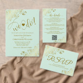 Mint Groen met Goud Bloemen Krullen Bruiloft Websi Informatiekaartje (Personaliseer de collectie van deze zelfstandige maker.)
