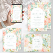 Boho Mint Pink Peony Flower Wedding Seating Chart Poster