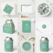 Retro Checkerboard Mint Sage Baby shower Aangepast Servet