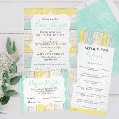 Luieraffle Mint & Gele Baby shower Entry Kaart