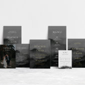 Misty Mountain Black Waterverf bruiloft Programmakaart