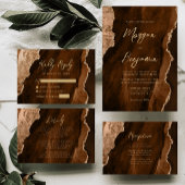 Mocha Brown Gold Agate Script Wedding Vierkante Sticker