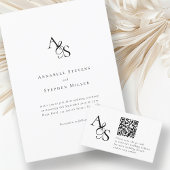 Elegant, klassiek, monogram, wit, QR-code RSVP
