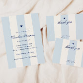 Modern Blue Stripe Heart Valentine Table Welcome Poster