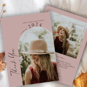 Modern Minimaal Twee Foto Afstuderen Bedankkaart