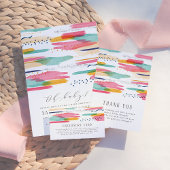 Moderne Abstracte Roze & Blauwe Waterverf Etiket