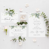 Eucalyptus Greenery Gold Leaves Elegant Wedding Save The Date