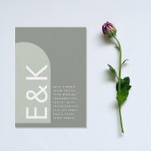 Sage Arch Moss Abstract Japandi Minimalism Wedding Kaart