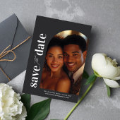 Limed Spruce Modern Arch Photo Save the Date Kaart