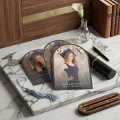 Modern Minimalist Photo Graduation Black Script  Aankondiging