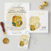 Artistieke silhouet bestemming bruiloft moderne ku informatiekaartje