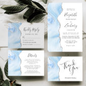 Agaat Geode Baby Blauw Zilver Glitter Bruiloft Menu