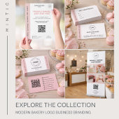 Bakkerij Custom Logo QR Code Blush Pink Visitekaartje