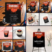 Modern Basketbal Oranje Ball Baby shower Informatiekaartje