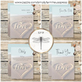 Moderne strand met hart Vellum Wedding Reception Informatiekaartje