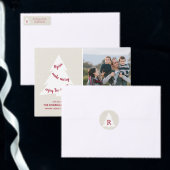 White Geometric Tree on Beige, Burgundy Monogram Vierkante Sticker