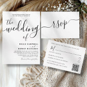 Modern Black & White Calligraphy Wedding Uitnodigingen Wikkel