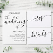 Modern zwart-witscript met ringbruiloft planner (Personaliseer de collectie van deze zelfstandige maker.)