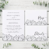 Eenvoudige Botanische Zwart & Wit bruiloft RSVP Kaartje (Personaliseer de collectie van deze zelfstandige maker.)