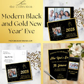 Faux Folie Goud Zwart Foto Oudejaarsfeest Kaart
