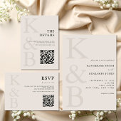 Modern zwart en ivoor minimalistische bruiloft programmakaart