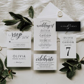 Elegant Black and White Custom Wedding Monogram Plaatskaartje