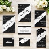 Modern chique zwart-wit script elegante bruiloft kaart