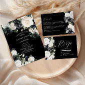Modern Black and White Floral Wedding Menu
