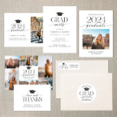 Zwart-wit Minimalistisch Script Afstuderen Etiket