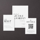 Modern Simple Chic Black en White Wedding Informatiekaartje (Personaliseer de collectie van deze zelfstandige maker.)