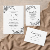 Moderne zwarte botanische bruiloft kaart (Personaliseer de collectie van deze zelfstandige maker.)