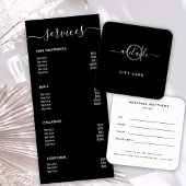 Moderne Eenvoudige zwarte Spa Salon Service Menu