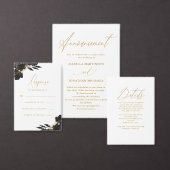 Moderne Zwart en Gouden Kalligrafie Bloemenbruilof Kaart (Personaliseer de collectie van deze zelfstandige maker.)