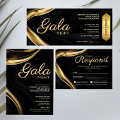 Abstract Luxe Zwart Goud Script Visitekaartje
