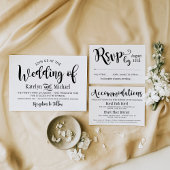 Moderne Black Script Wedding Accommodations Informatiekaartje