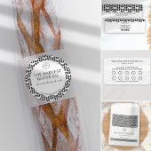 Elegant Zwart & Wit Groot Tarwepatroon Bakkerij Bedankzakje