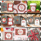 Rustieke Black White Stripes Berry Eerste Verjaard Spandoek