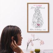 Modern Zwart Wit Wavy Haar Roze Bow Hairstyling Sleutelhanger