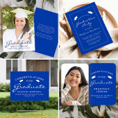 2025 Blue White Script Pet Afstuderen Waterfles Etiket