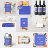 Abstracte blauwe bruiloft Aangepaste bruiloft Beda Cadeaulabel