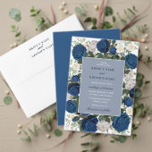 Moderne Blauwe Bloemen Waterverf QR Code Huwelijk Save The Date (Personaliseer deze collectie van deze onafhankelijke maker. Test)