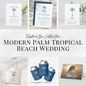 Bride Tribe Blue Tropical Palm Tree (aangepast) Heupfles