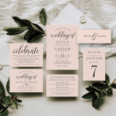 Modern Blush and Black Wedding Monogram Servet