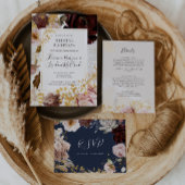 Modern Blush Floral | Navy Brunch en Bubble Kaart