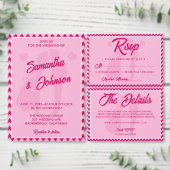 Modern Blush Pink Chevron Stripe QR Code Photo Save The Date (Personaliseer de collectie van deze zelfstandige maker.)